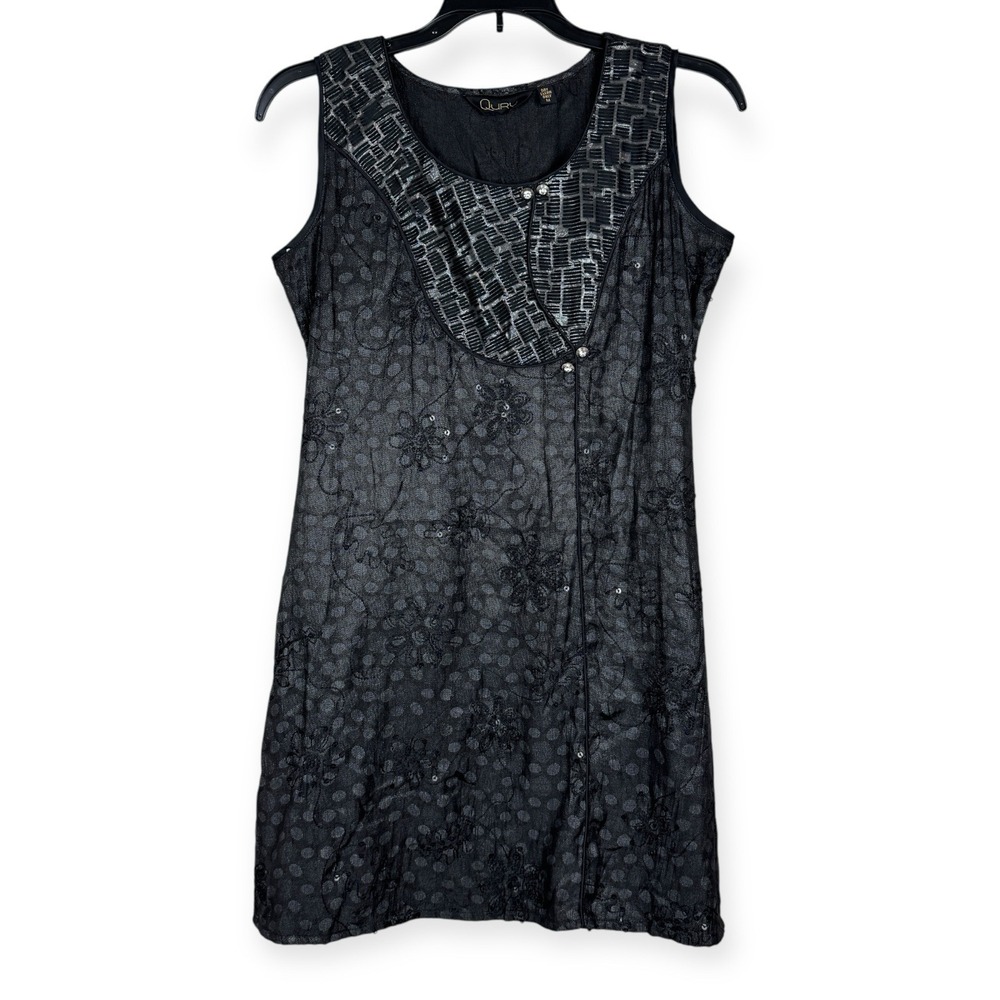 Qury Sleeveless Tunic Top Womens M Medium Side Slits Embroidered Sequined